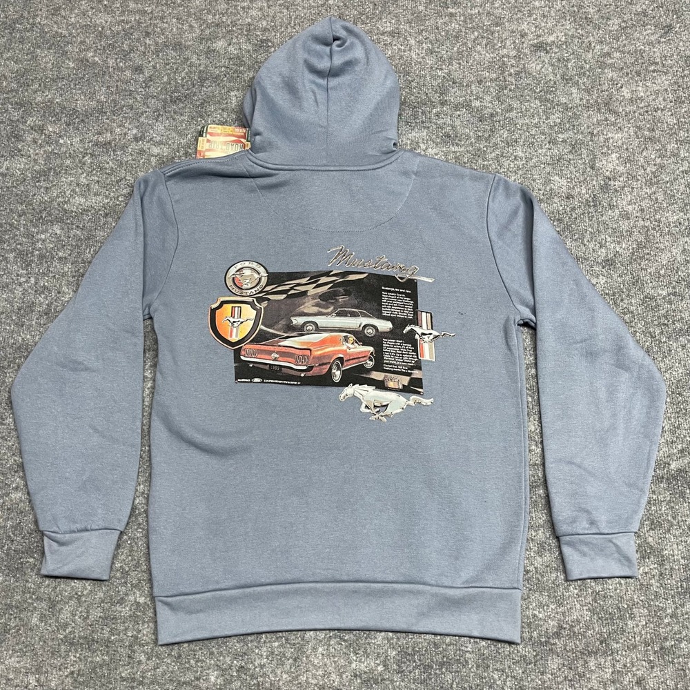 Ford Mustang Hoodie Mens Medium Blue 1960 Fastback /‎ Notchback Coupe RoadTrip